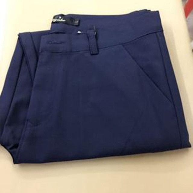 Office Ladies Work Wear - Mid Waist Straight Women Trousers - Plus Size Women Business Formal Pants (D25)(BP)