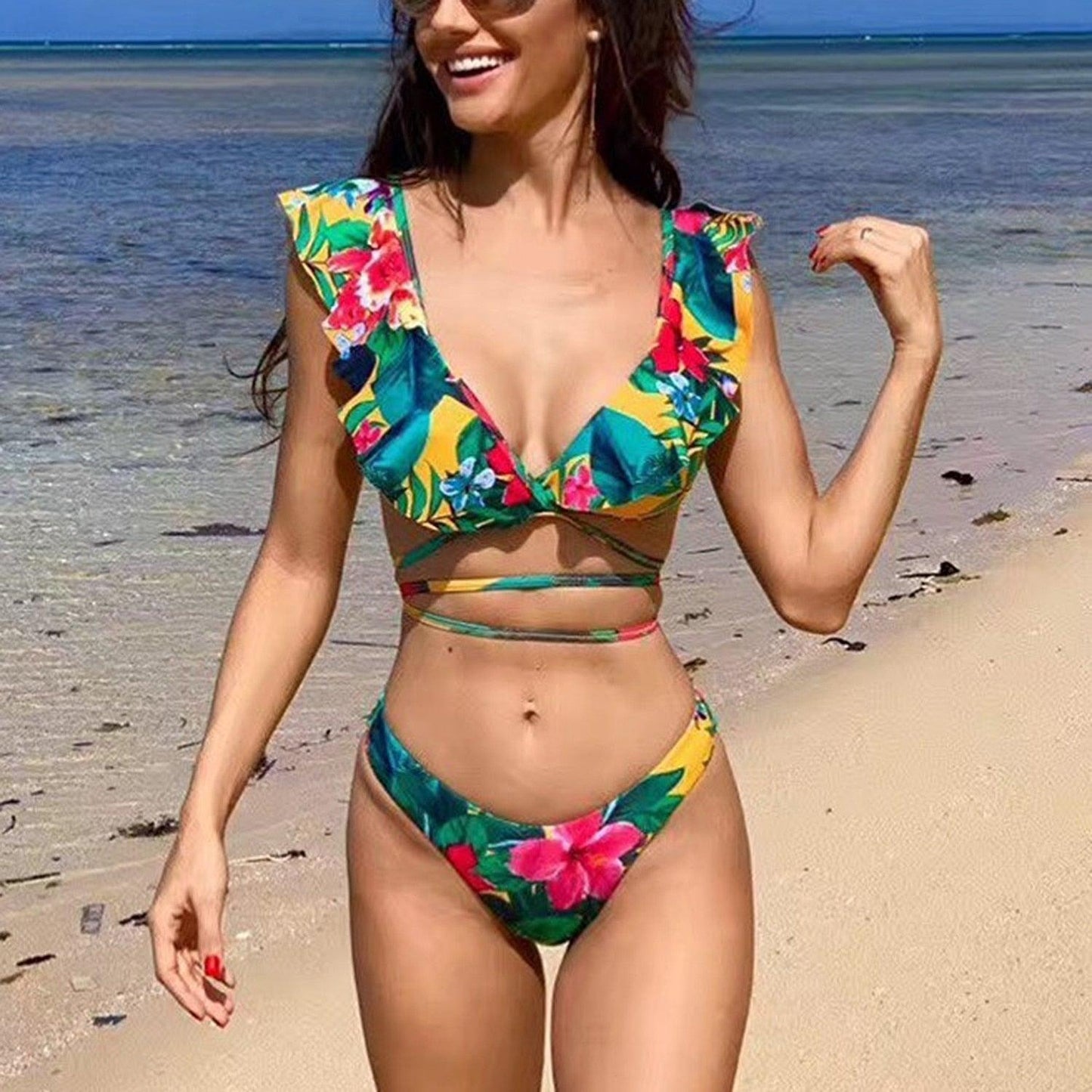 Cheap Sexy Bikini Swimsuit Set Swimwear Women Padded Thong Bathing Suit Wear  Brazilian Swimming Suit Summer for Lady