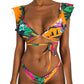 Gorgeous Trending Women Sexy Brazilian Swimsuit - Thong Bikini Set - Push Up Flora V Neck - High Waisted Female Bathing Suit (1U26)