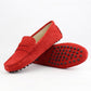 Nice Women 100% Genuine Leather Flat Shoes - Casual Loafers Slip On - Moccasins Lady Driving Shoes (FS)