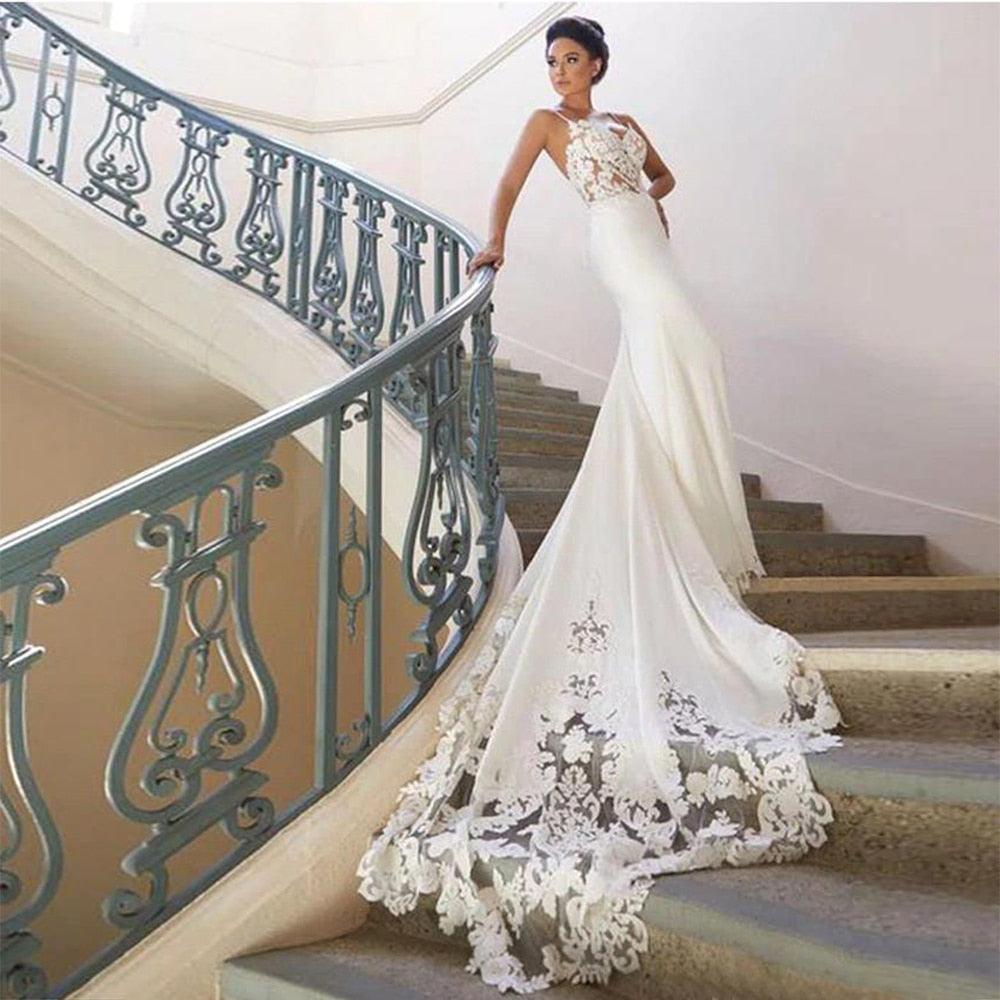 Straps Mermaid Beach Wedding Dresses - Sweep Train Boho Bridal Gowns - Deals DejaVu Straps Mermaid Beach Wedding Dresses - Sweep Train Boho Bridal Gowns - Deals DejaVu