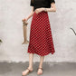 Trending Spring Chiffon Skirt - Women High Waist Midi Skirt - Summer Elegant Dot Print - Office Skirts (2U22)(2U20)