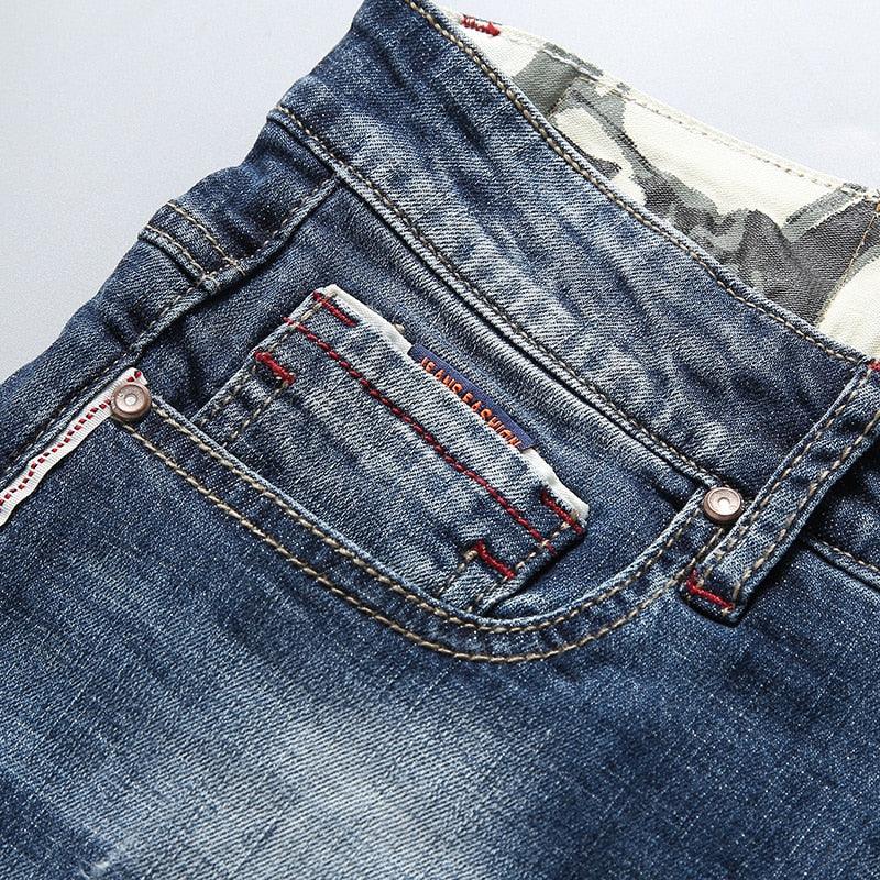 Summer New Men's Stretch Short Jeans - Fashion Casual Slim Fit Elastic Shorts (TG3)(TG2)