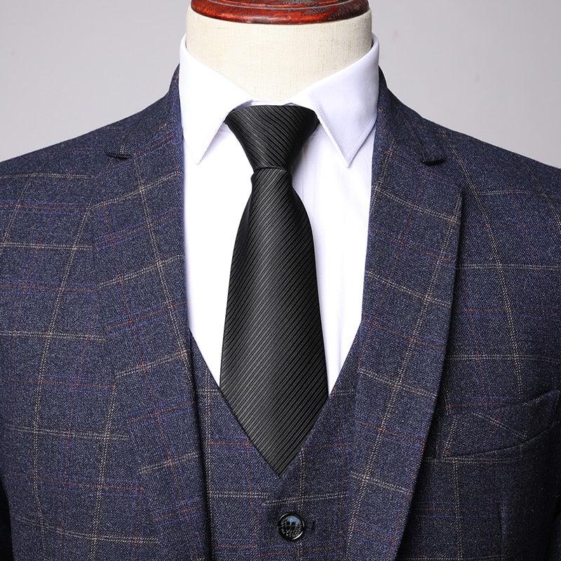 Trending Three Piece Formal Business Plaids Suit - Men's Fashion Dress Suit ( Jacket + Vest + Pants ) (T1M)