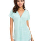 Cute Women Short Sleeve zipper Spring T shirts - Colored Cotton Ladies Deep V-Neck Feminine T Shirt - Summer Sexy Tops (TB2)(BT1)(F19)