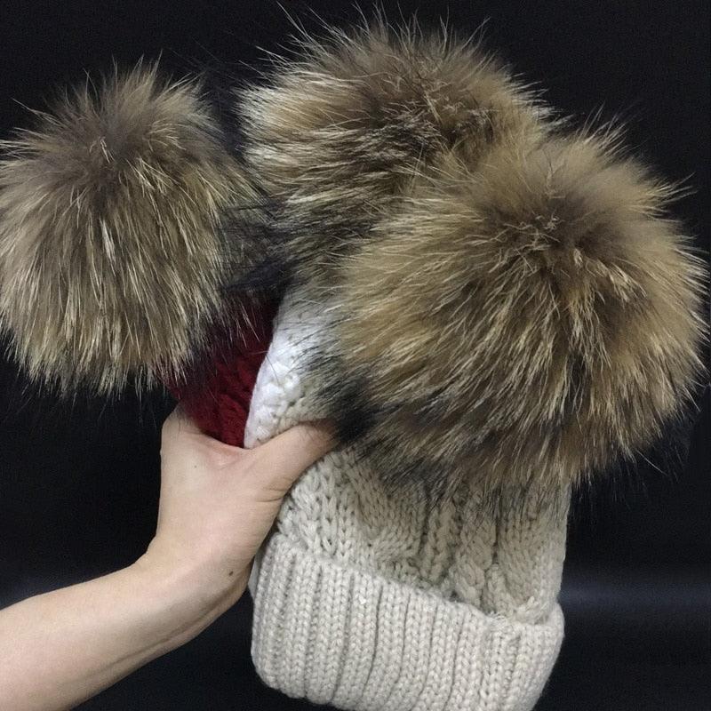Amazing Women's Beanies - Winter Hats - 100% Raccoon Fur Hat (WH7)