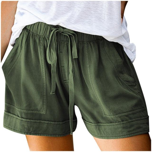 Hot Summer Women's Casual Shorts - Ladies Beach - Plus Size - High Waist Shorts (D32)(TBL2)