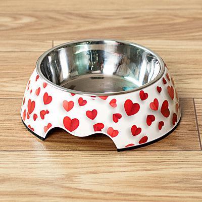 Stainless Steel Dog Bowl Food Double Melamine Pet Feeding (D71)(6W1)