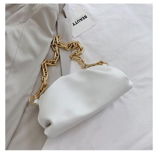 Gold Chain PU Leather Bag - Women's Summer Armpit Shoulder Handbags (WH2)(WH6)