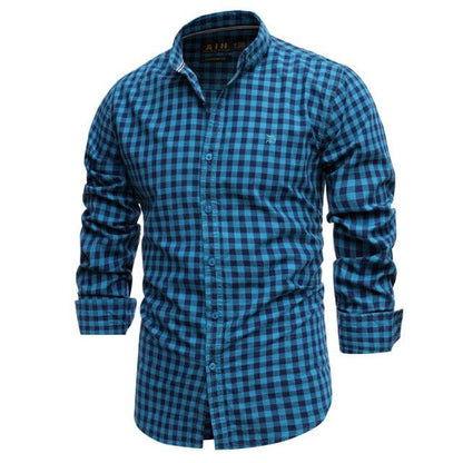 Holiday Casual Men's Checkered Plaid Shirt - Long Sleeve Standard-fit Thin Comfortable Cotton Shirts (TM1)(CC1)(F8)(F10)