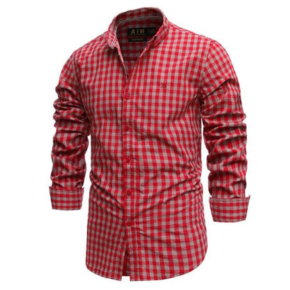 Holiday Casual Men's Checkered Plaid Shirt - Long Sleeve Standard-fit Thin Comfortable Cotton Shirts (TM1)(CC1)(F8)(F10)