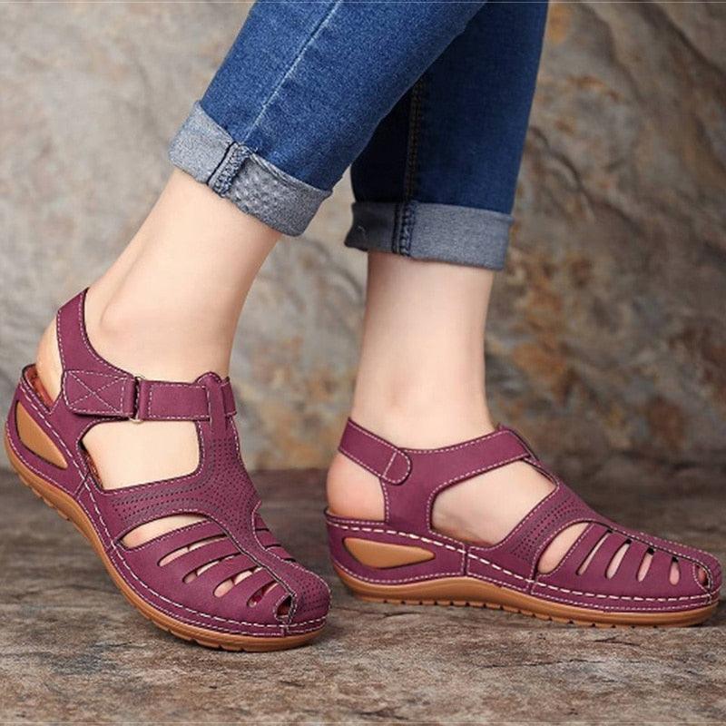 Women Sandals - Ankle Summer Closed Toe Sandal - Platform Hollow Out (SS4)
