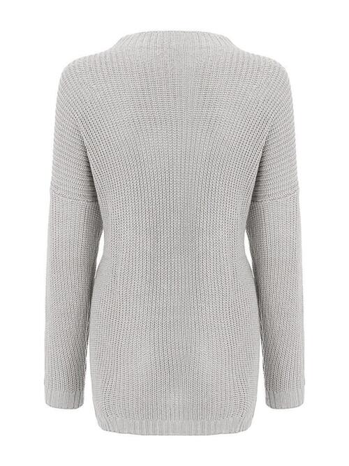 Round Neck Drop Shoulder Sweater - Deals DejaVu