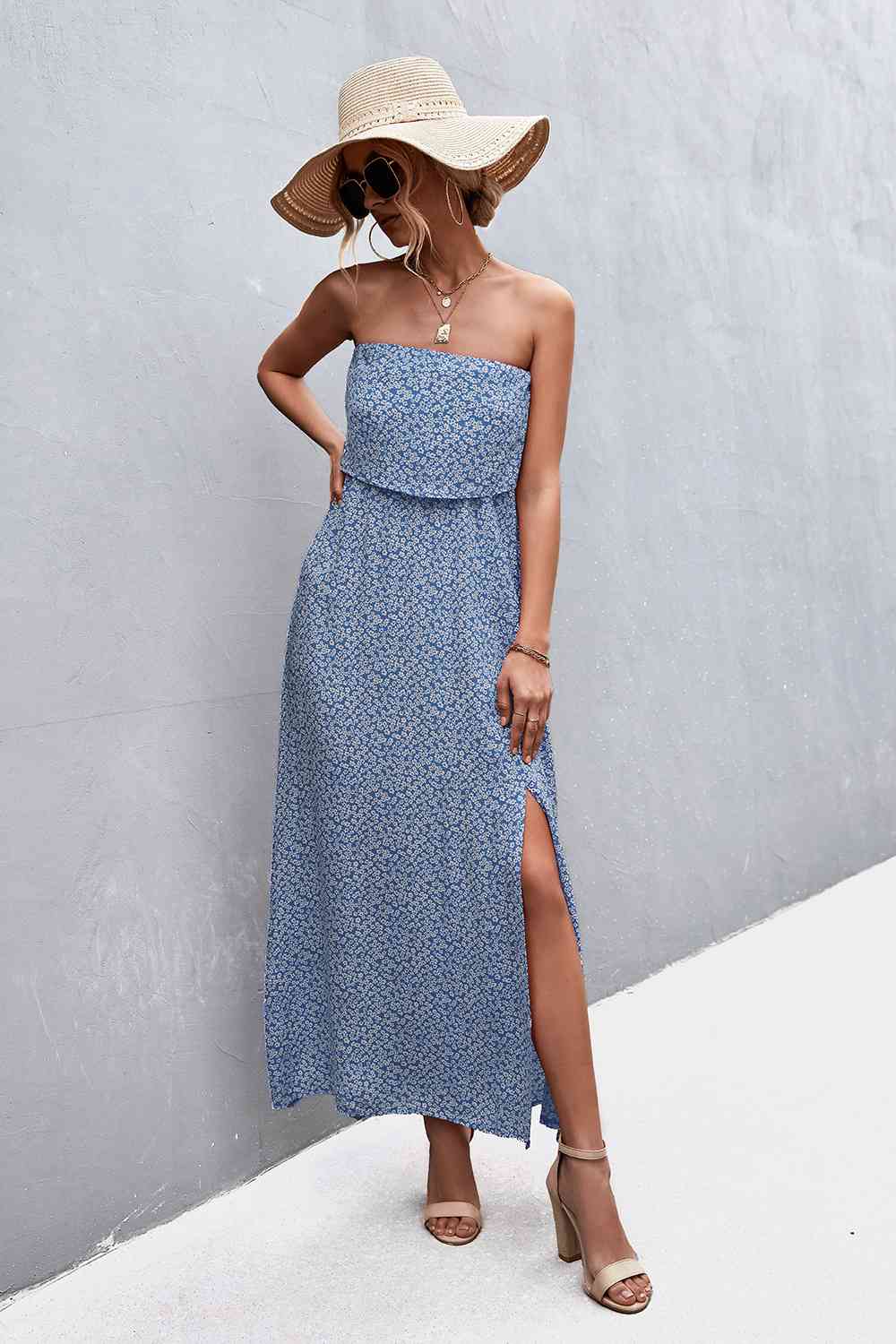 Strapless Split Maxi Dress (BWMT) T - Deals DejaVu