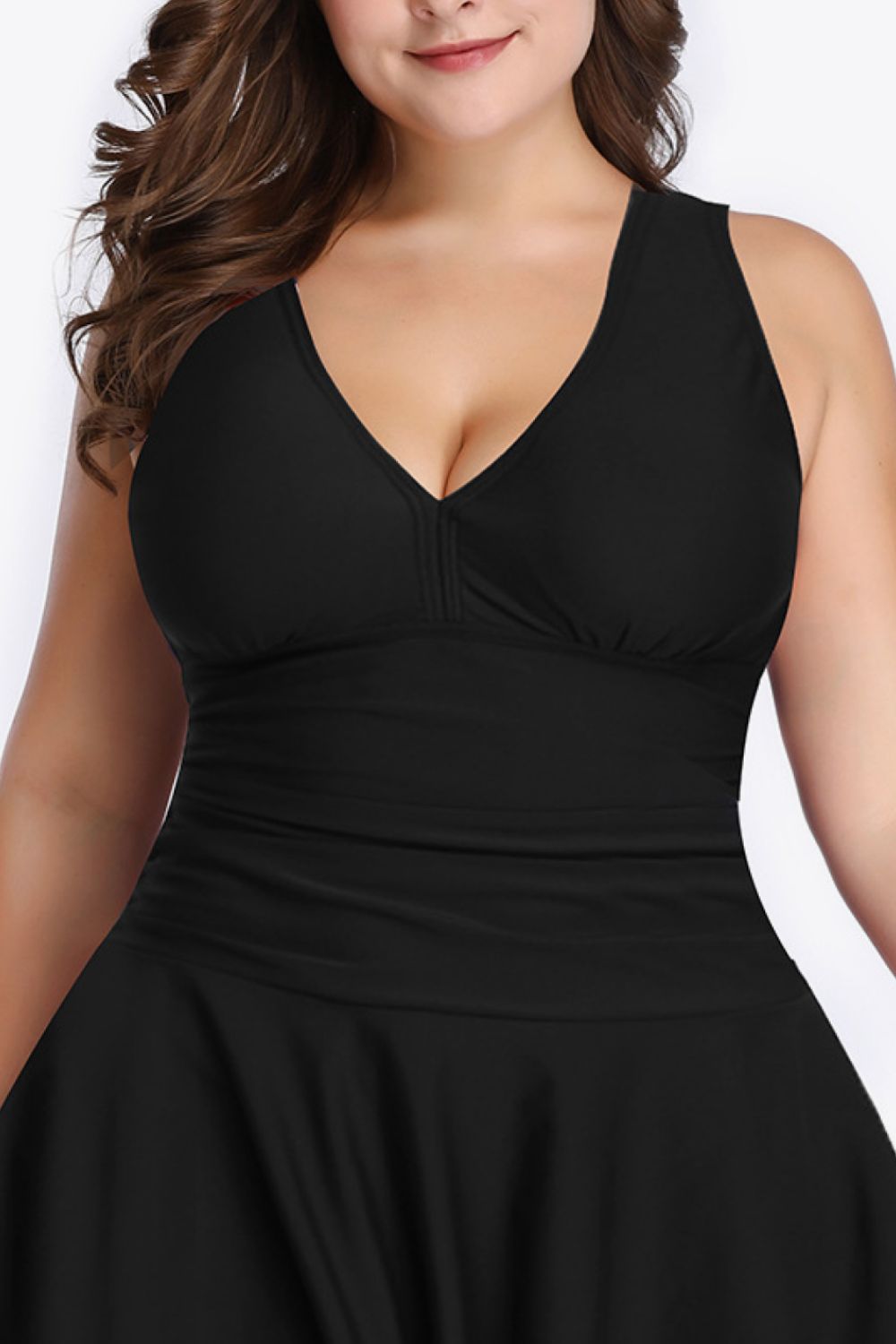 Plus Size Plunge Swim Dress (TB10D) T - Deals DejaVu