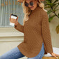 Slit Long Sleeve Mock Neck Sweater - Deals DejaVu