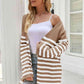 Striped Open Front Longline Cardigan