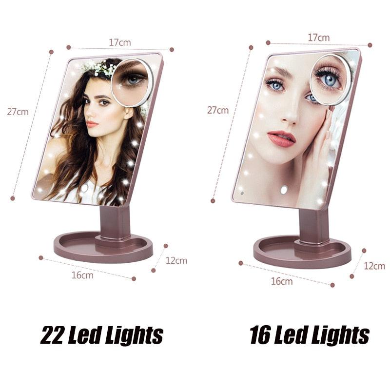 22 LED Lights Touch Screen Makeup Mirror 1X 10X Magnifying Vanity 16 Lights Bright Adjustable (M5)(1U86)