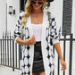 Geometric Open Front Fuzzy Cardigan