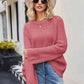 Raglan Sleeve Waffle Knit Sweater
