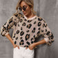 Animal Print Dropped Shoulder Knit Pullover