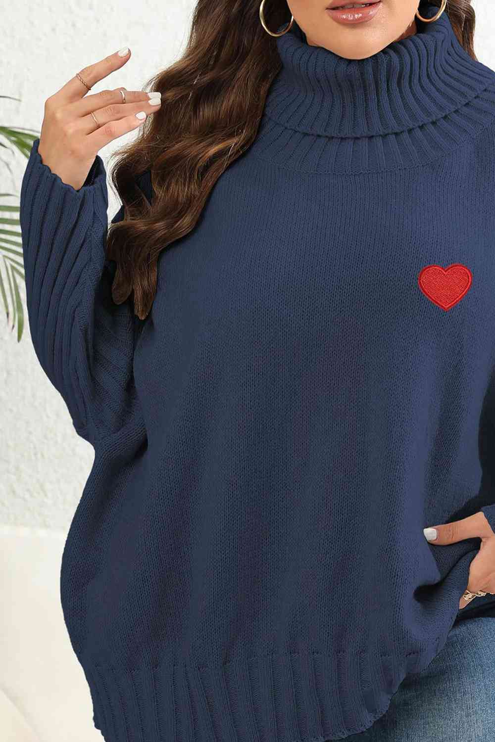 Plus Size Turtle Neck Long Sleeve Sweater - Deals DejaVu