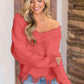 Frayed Hem Dropped Shoulder Sweater - Deals DejaVu