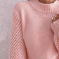 Openwork Mock Neck Long Sleeve Sweater - Deals DejaVu
