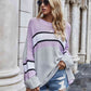 Woven Right Striped Horizontal Ribbing Long Sleeve Tunic Sweater - Deals DejaVu