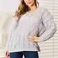 Woven Right Cable-Knit Hooded Sweater - Deals DejaVu