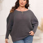 Full Size Boat Neck Batwing Sleeve Sweater