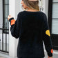 Heart Pattern Round Neck Long Sleeve Sweater - Deals DejaVu