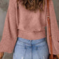 Ribbed Trim Balloon Sleeve Sweater - Deals DejaVu