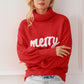 Merry Letter Embroidered High Neck Sweater - Deals DejaVu