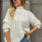Cable-Knit Turtle Neck Long Sleeve Sweater - Deals DejaVu