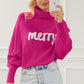 Merry Letter Embroidered High Neck Sweater - Deals DejaVu