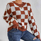 Checkered Round Neck Sweater - Deals DejaVu