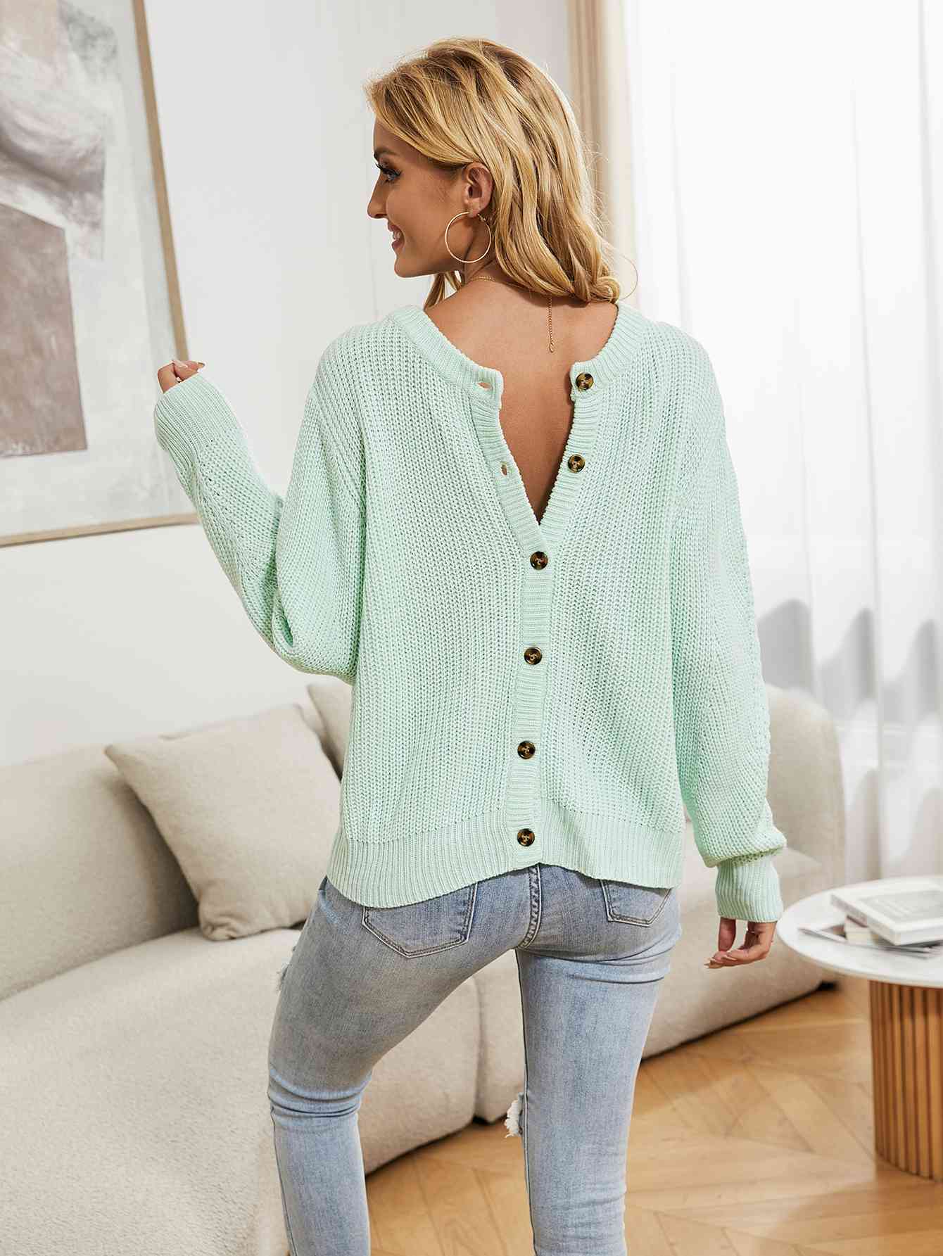 Double Take Button Down Rib-Knit Reversible Sweater - Deals DejaVu