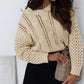 Full Size Openwork Cable-Knit Round Neck Knit Top