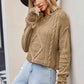 Cable-Knit Round Neck Dropped Shoulder Sweater - Deals DejaVu