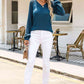 V-Neck Raglan Sleeve Knit Top