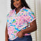 Double Take Floral Notched Neck Short Sleeve Top