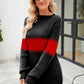 Contrast Round Neck Sweater - Deals DejaVu