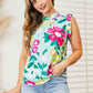 Double Take Floral Print Ruffle Shoulder Blouse