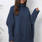 Turtle Neck Long Sleeve Ribbed Sweater