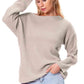 Boat Neck Drop Shoulder Long Sleeve Sweater
