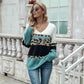 Leopard Color Block V-Neck Sweater