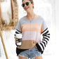 Striped Ribbed Trim Bell Sleeve Sweater - Deals DejaVu