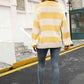 Striped Balloon Sleeve Knit Pullover - Deals DejaVu
