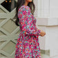 Floral Smocked V-Neck Flounce Sleeve Dress (MWBT) T - Deals DejaVu